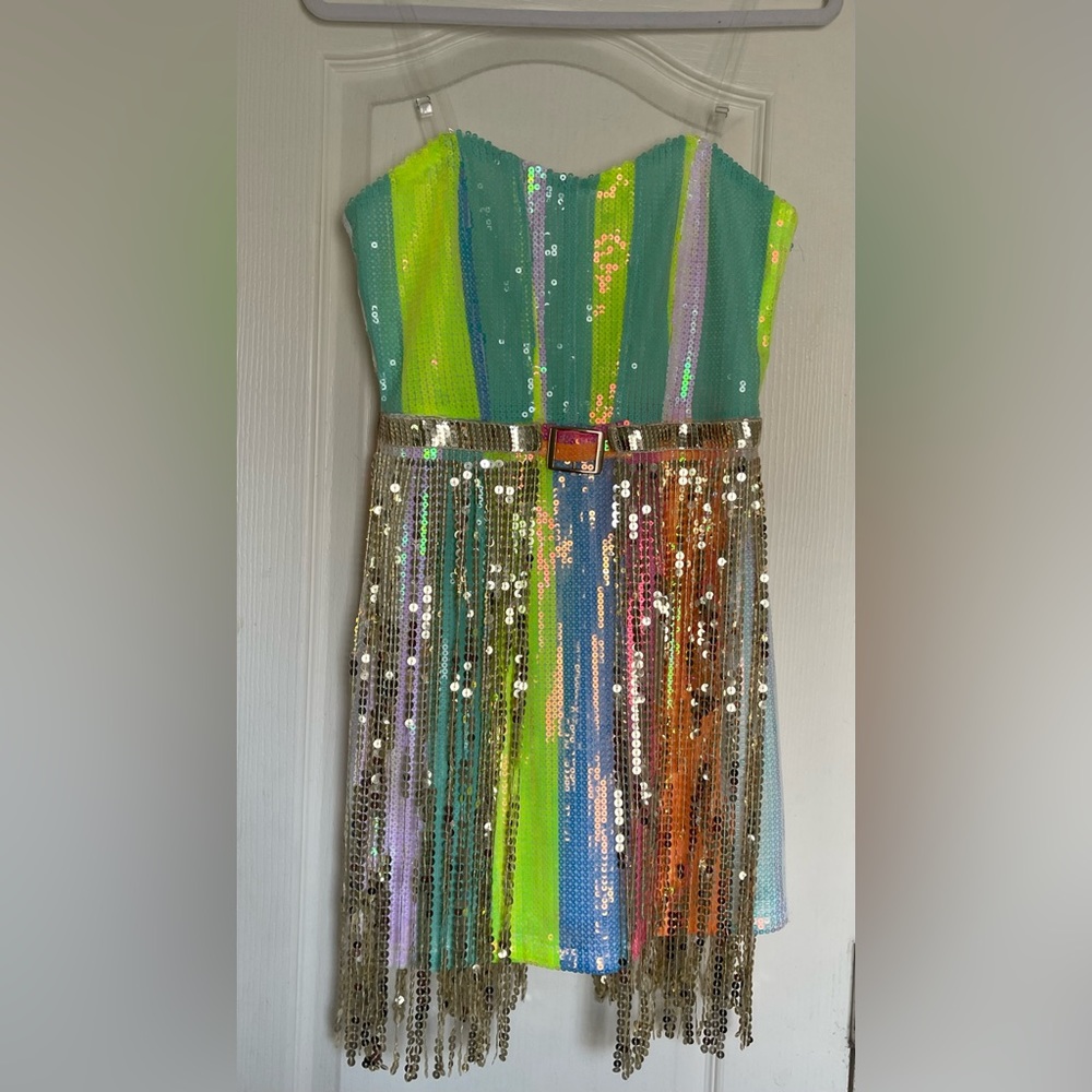 NWT Blue B. Sequin Dress with Fringe